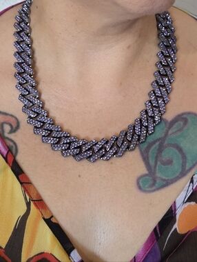 Invicta Pavé Cuban Link Necklace in Purple